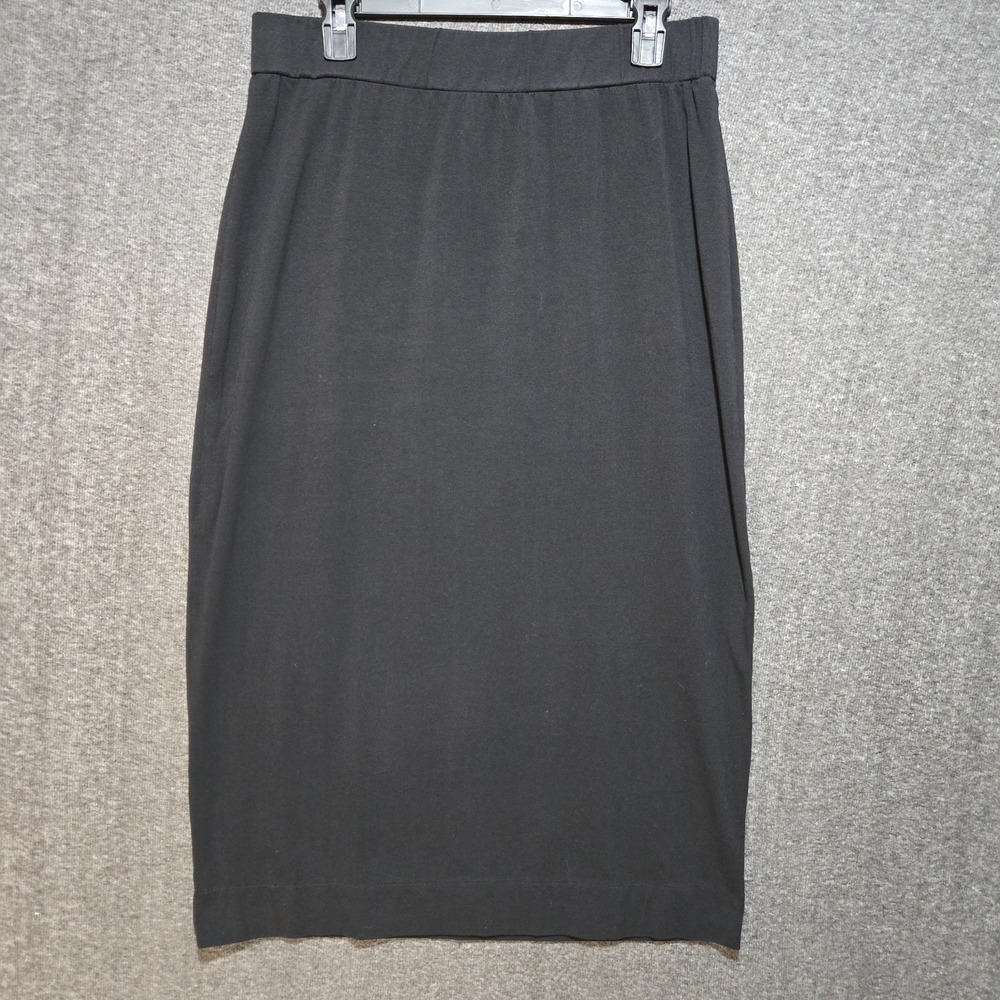 Max Mara Leisure Black Skirt Sz XL Pull On Midi Minimalist Cotton Jersey